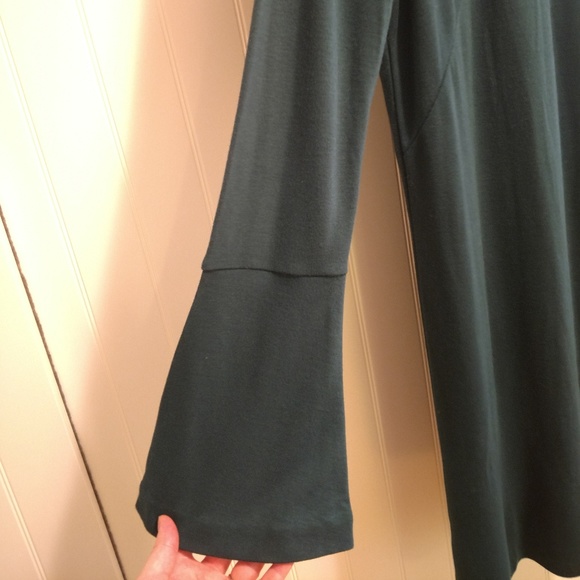 Ann Taylor LOFT Bell Sleeve Dress Forest Emerald - Picture 3 of 6